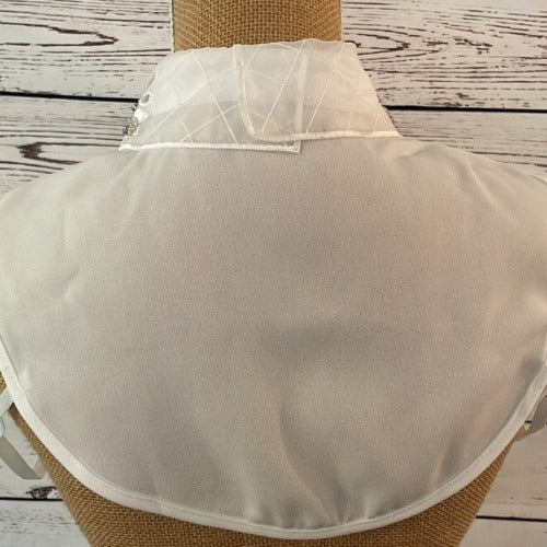 Faux Collar White with Navy Floral and Diamante detail
