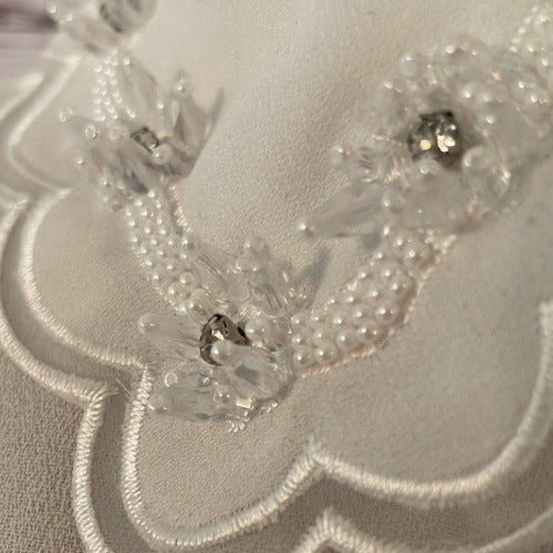 Faux Collar White with Jewel & Diamanté Detail