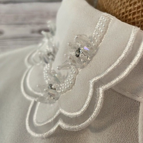 Faux Collar White with Jewel & Diamanté Detail