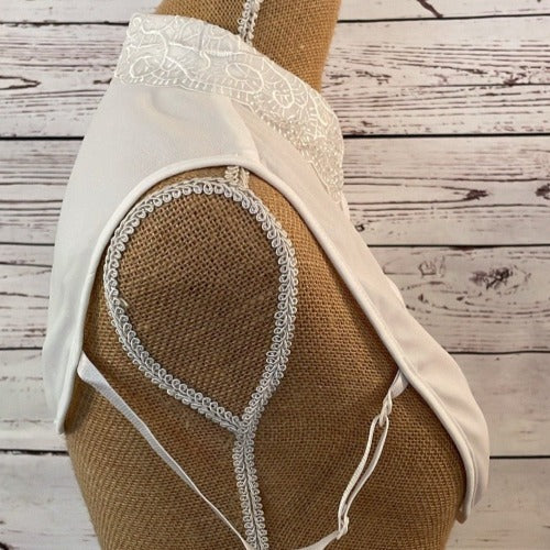 Faux Collar White With Organza & Crystal detail