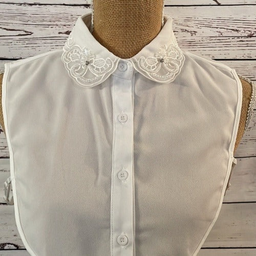 Faux Collar White With Floral Crystal detail