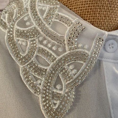 Faux Collar White With Swirl Crystal Detail