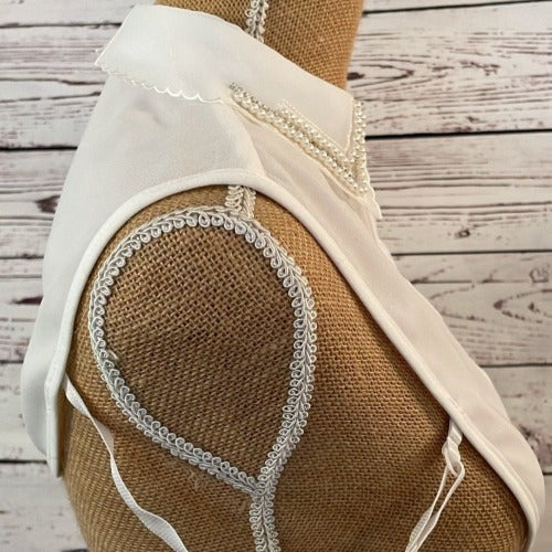 Faux Collar White with Diamante & Pearl Detail