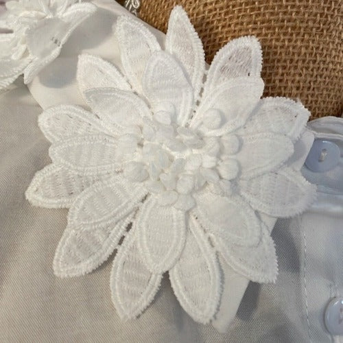 Faux Collar White Flower Detail
