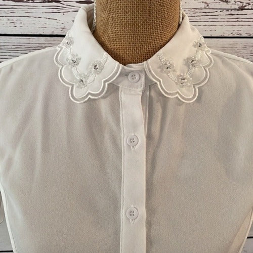 Faux Collar White with Jewel & Diamanté Detail