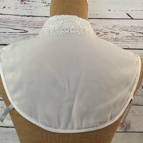 Faux Collar White With Organza & Crystal detail