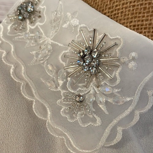 Faux Collar White with Diamante Starburst Detail