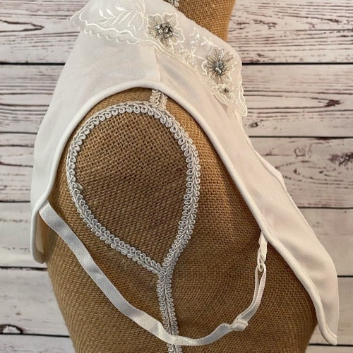 Faux Collar White with Diamante Starburst Detail