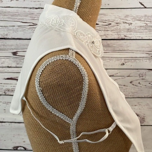Faux Collar White With Floral Crystal detail
