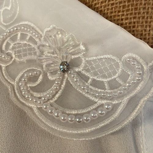 Faux Collar White With Floral Crystal detail