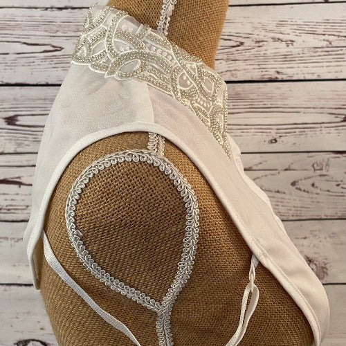 Faux Collar White With Swirl Crystal Detail