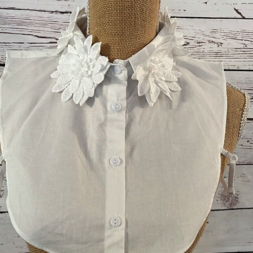 Faux Collar White Flower Detail