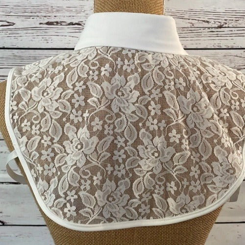 Faux Collar White Lace with Pearl & Diamante detail
