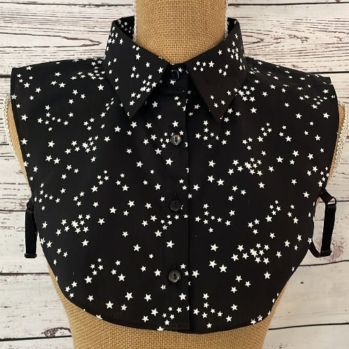 Faux Collar Black and White Stars