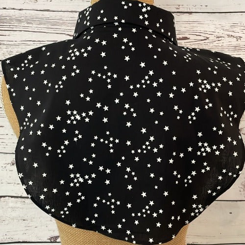 Faux Collar Black and White Stars