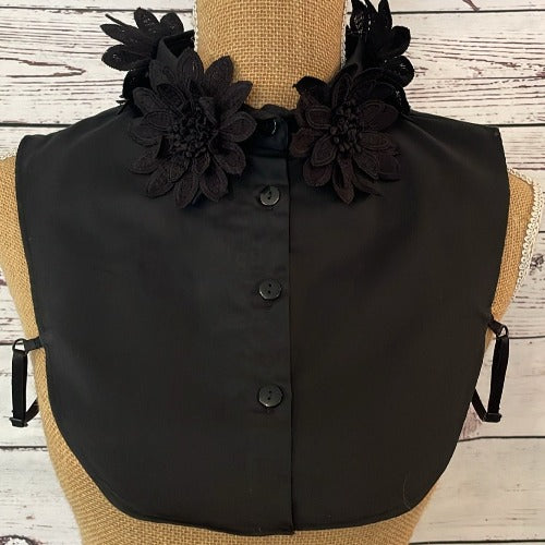 Faux Collar Black Flower detail