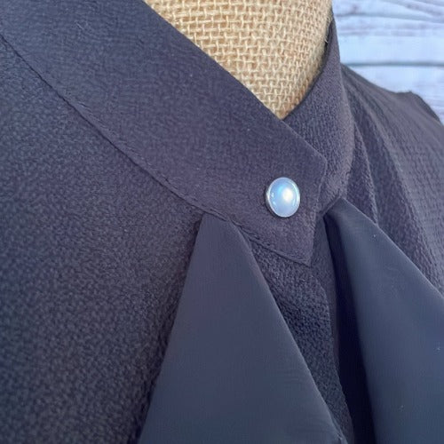 Faux Collar Plain Black with Ruffle detail