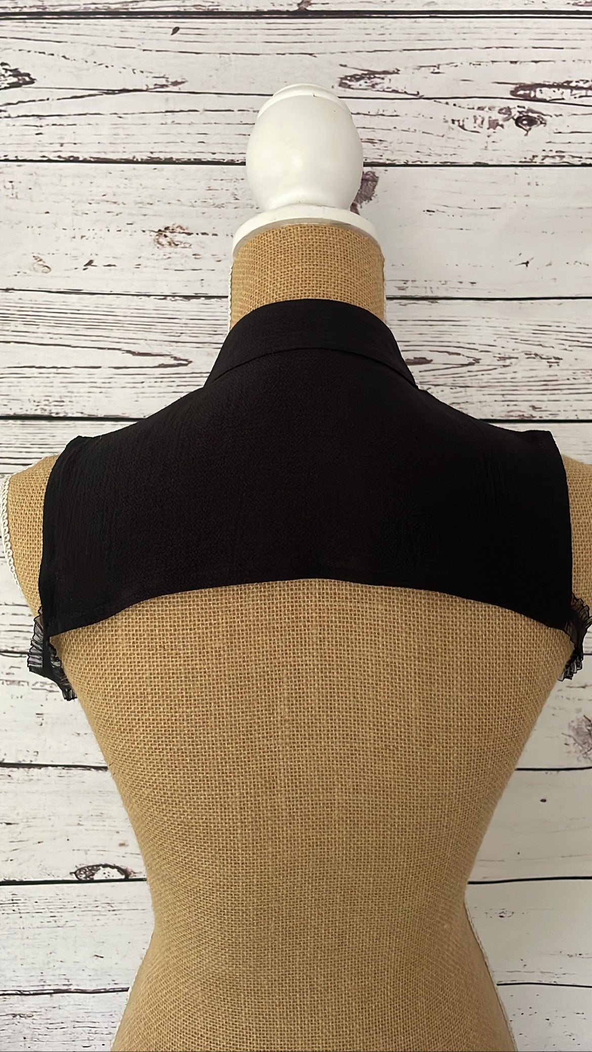 Faux Collar Plain Black with Ruffle detail