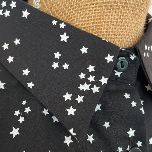 Faux Collar Black and White Stars