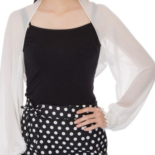 Cream bolero style sleeve in sheer fabric to cover your arms
