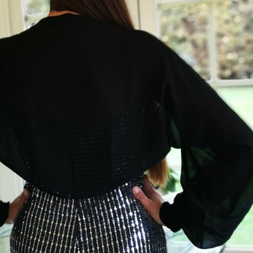Black bolero in sheer fabric to cover your arms