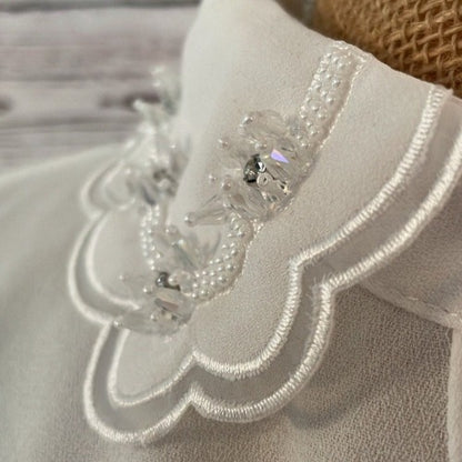 Faux Collar White with Jewel & Diamanté Detail