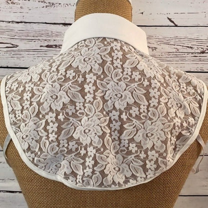 Faux Collar White Lace with Crystal Floral detail