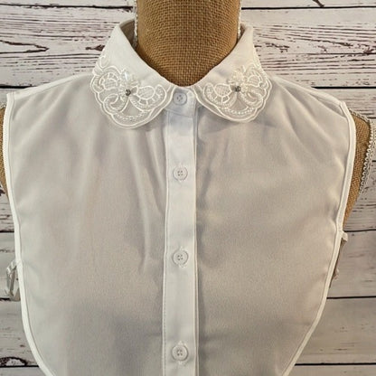 Faux Collar White With Floral Crystal detail