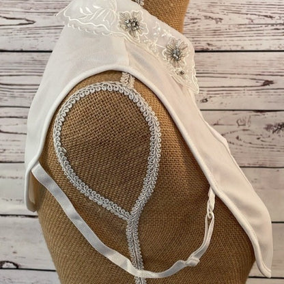 Faux Collar White with Diamante Starburst Detail