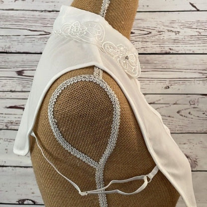 Faux Collar White With Floral Crystal detail