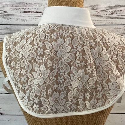 Faux Collar White Lace with Pearl & Diamante detail