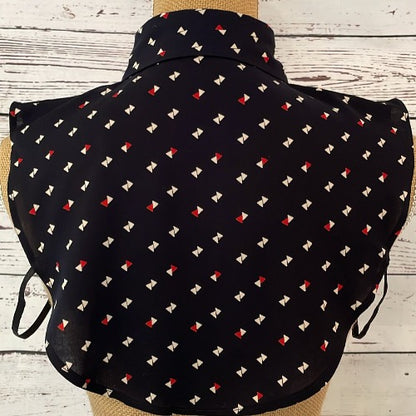 Faux Collar Navy with Red & White pattern detail